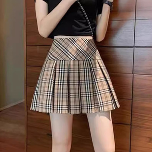 香港专柜正品 高腰显瘦防走光A字短裙学院风 春季 格子半身裙女新款