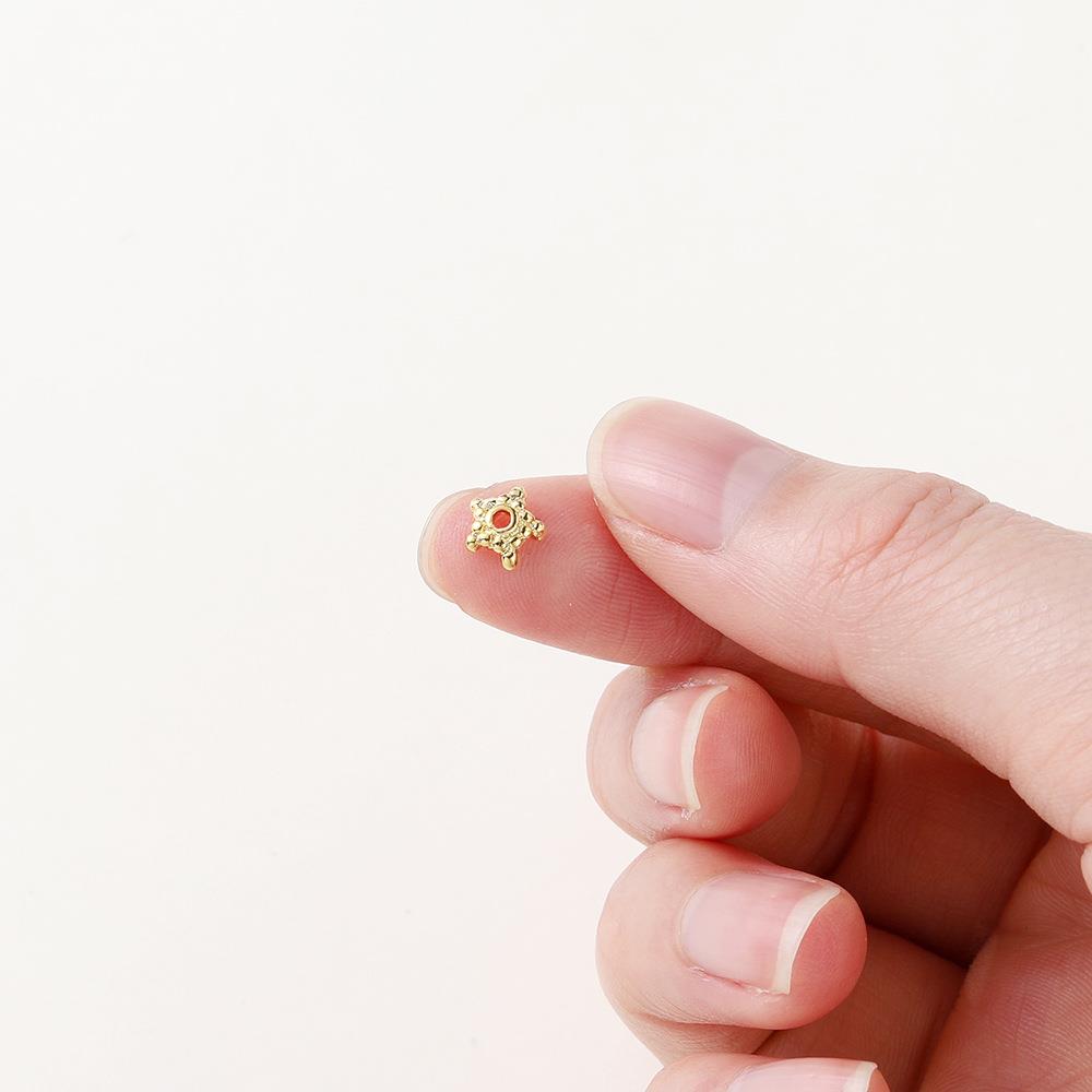 14k浅金保色铜镀真金五角星花托 6mm花帽珠托珠帽托 手工配件