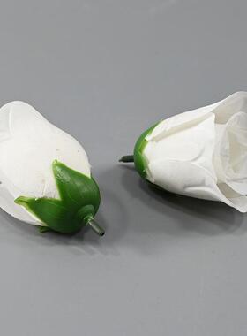 工厂仿真玫瑰花半成品绒布春蕾花朵带孔直芯插花手作辅料
