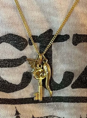 欧美不锈钢时尚新款星星脸爱心钥匙辣椒吊坠项链炉内真空电