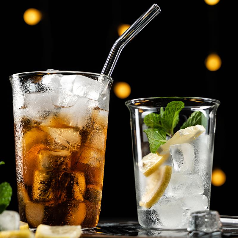 耐热咖啡杯玻璃杯耐高温透明玻璃水杯冰拿铁冷饮品杯阔口高硼硅