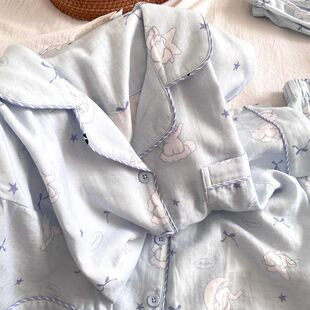 家居服套装 网红趣味月亮小象短袖 长裤 可爱卡通少女短裤 睡衣女夏季