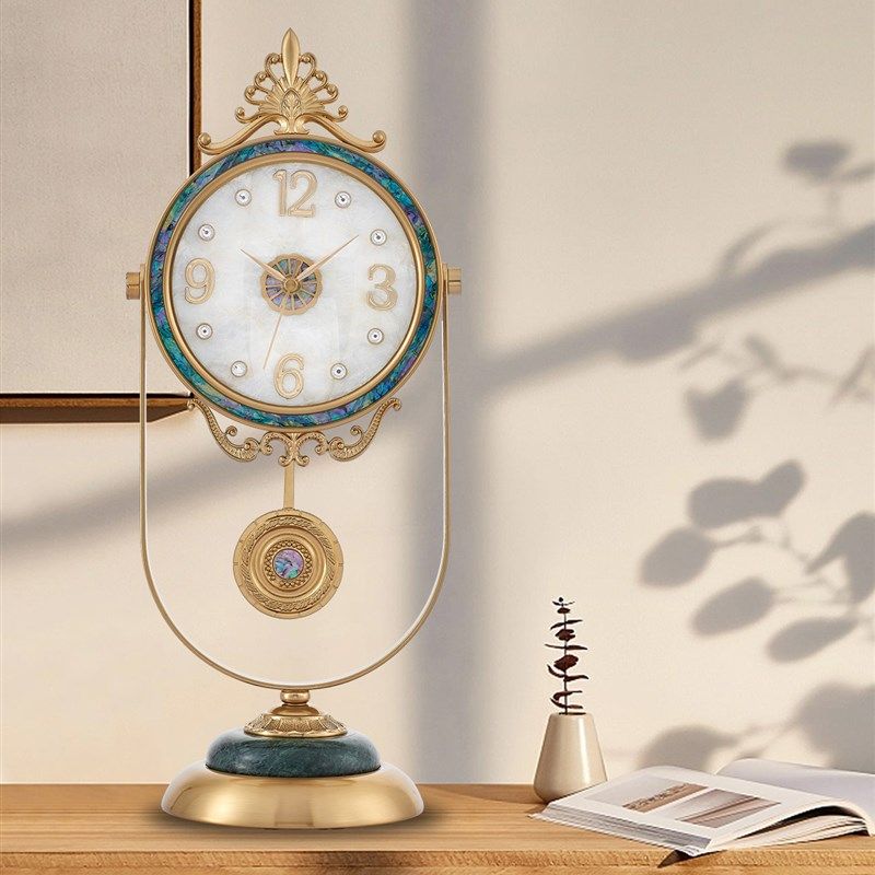 欧式轻奢座钟家用客厅玄关卧室时钟复古静音桌面座钟Y表别墅摆件,家居饰品,挂钟,淘宝优惠券,粉丝福利购,淘宝优惠卷