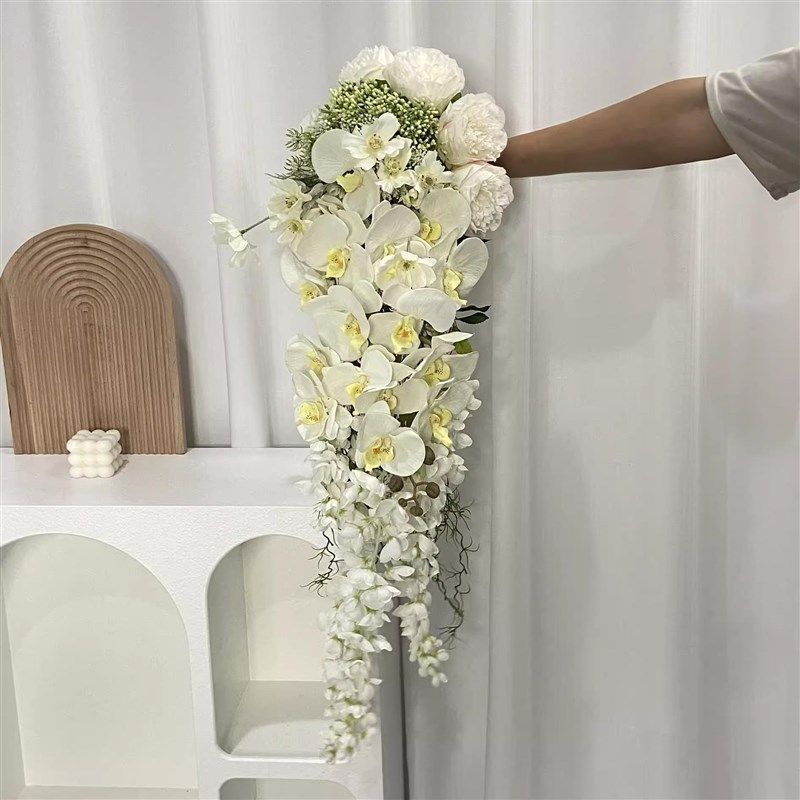 法式民国高级复古婚礼白色仿真花瀑布G手捧花新娘领证结婚花束道,家居饰品,仿真花/假花,淘宝优惠券,粉丝福利购,淘宝优惠卷