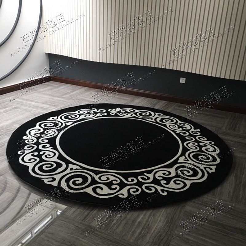 黑白欧式美式中式样板q间圆形地毯客厅茶几卧室床边书房手工地毯,居家布艺,地毯,淘宝优惠券,粉丝福利购,淘宝优惠卷