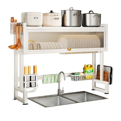 厨房水槽置物架洗碗槽防尘t碗柜水池碗碟收纳台面多功能沥水置物