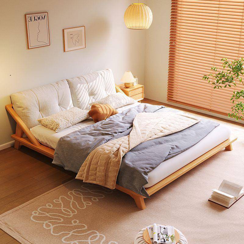 日式木床现代简约小户型1.8/1.5榻榻米实木北欧双人主卧矮床原木
