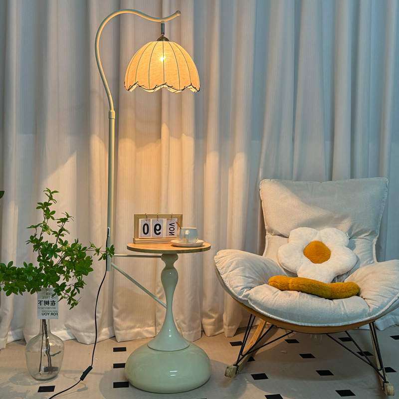 奶油风落地灯客厅沙发旁置物架边几摆件氛围灯卧室床头柜一体台灯,电子元器件市场,其它元器件,淘宝优惠券,粉丝福利购,淘宝优惠卷