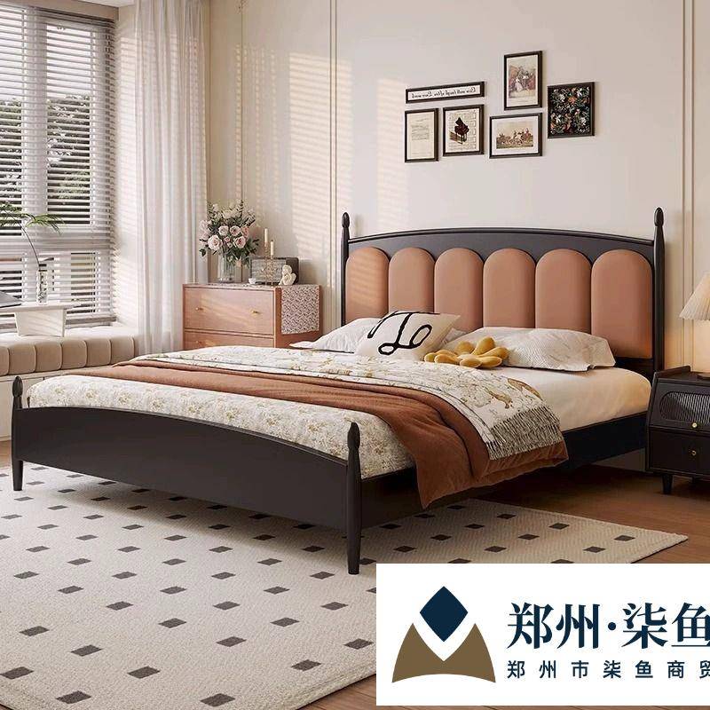 法式复古床现代民宿1.5小户型古风简约双人床1.8主卧实木软靠北欧