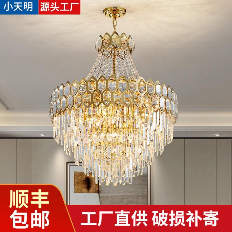 跨境出口水晶吊灯意式轻奢客厅灯挑空大厅主灯别墅酒店工程大吊灯