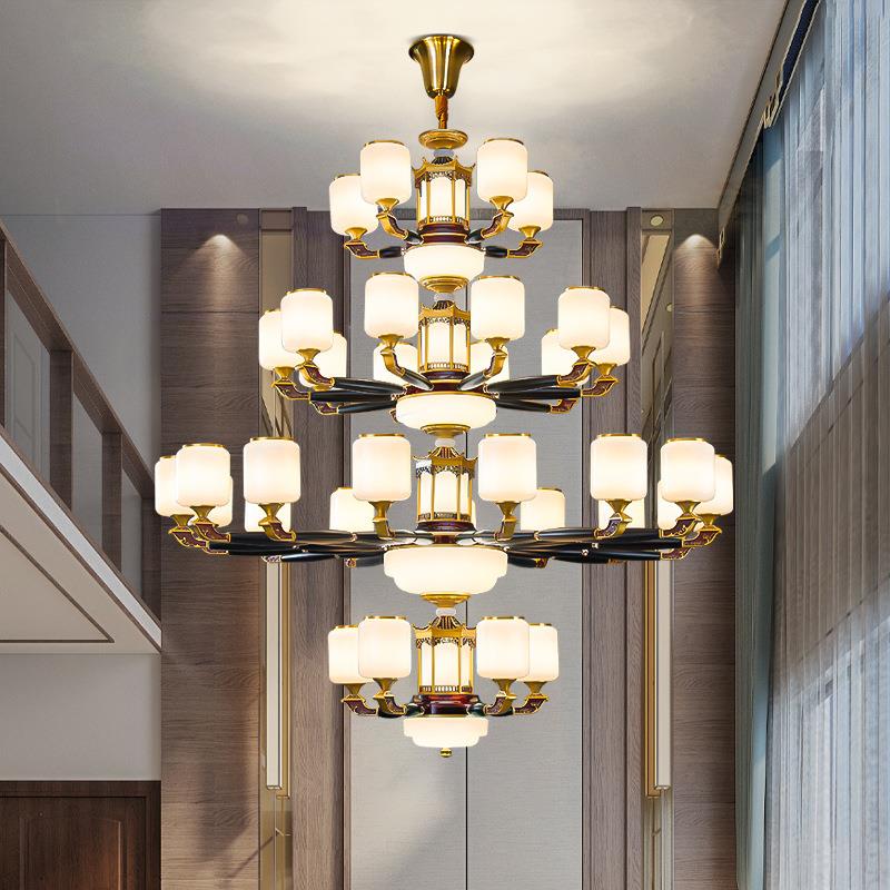 新中式吊灯客厅灯中国风现代简约大吊灯自建房别墅酒店大堂灯具