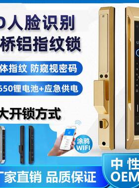 人脸识别自动断桥铝指纹锁铝合金智能密码锁刷卡推拉门doorlock