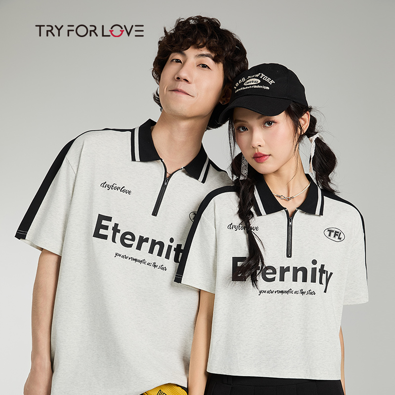 TRYFORLOVE美式街头字母潮牌风情侣装短袖t恤2025新款夏季半袖女