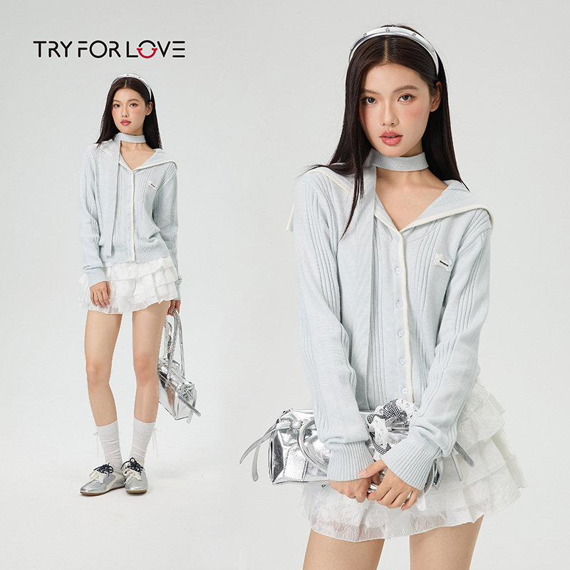 TRYFORLOVE开衫连帽秋冬季简约毛衣2025新款慵懒风百搭宽松针织衫