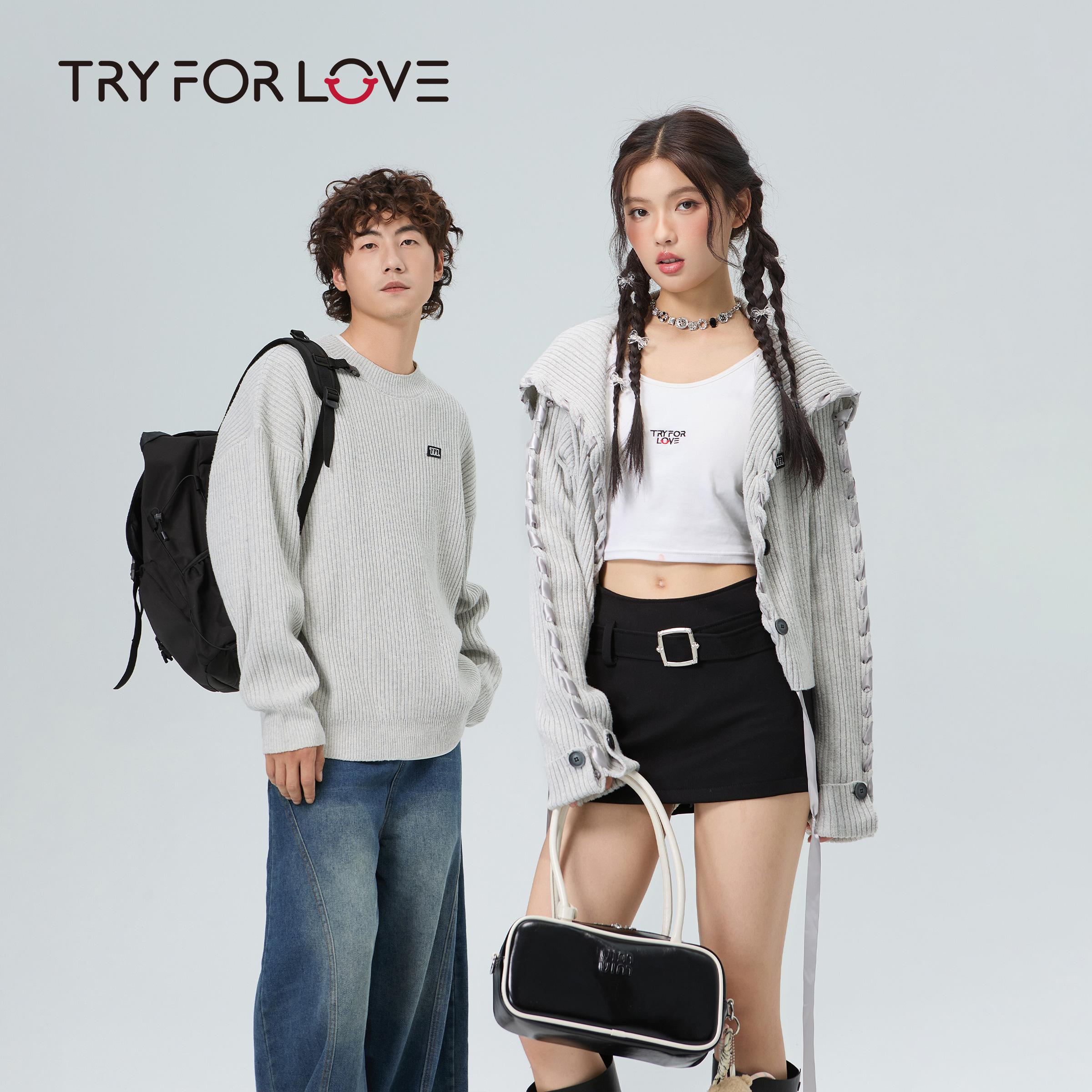 TRYFORLOVE秋冬季开衫连帽情侣装毛衣字母刺绣2025新款针织衫上衣