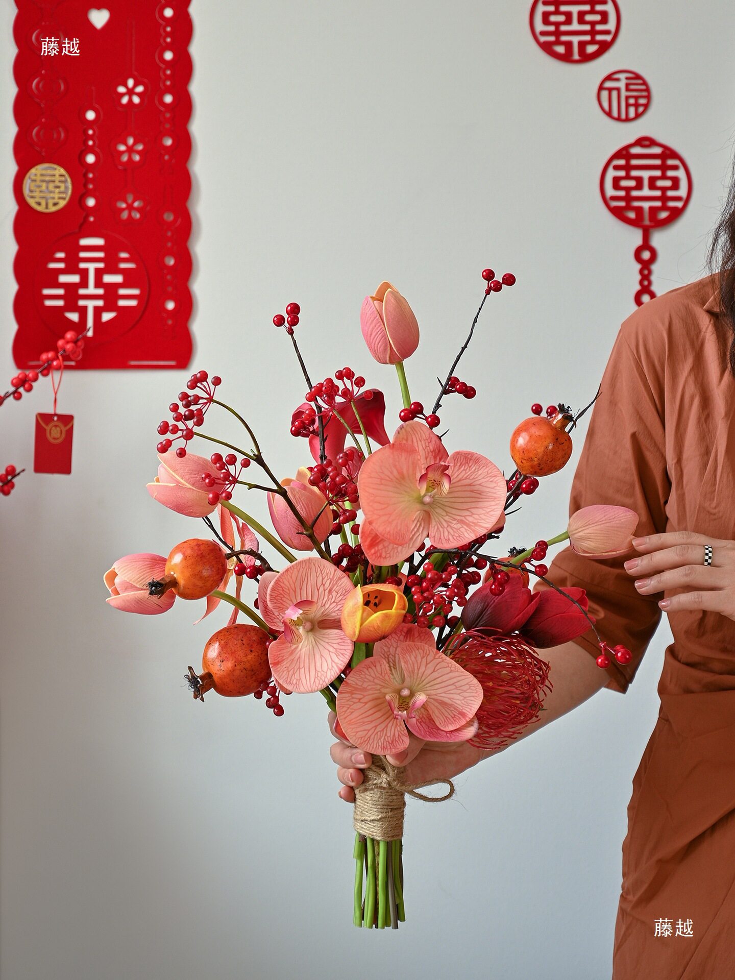 花插花餐桌花年宵客厅家居装饰品绢花春节喜庆摆设花束婚庆云霄