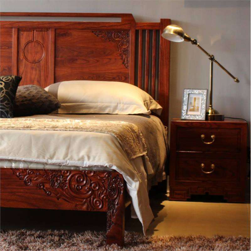 QAY家居东南亚风格家具全实木床抽屉储物床新中式榫卯结构架子床