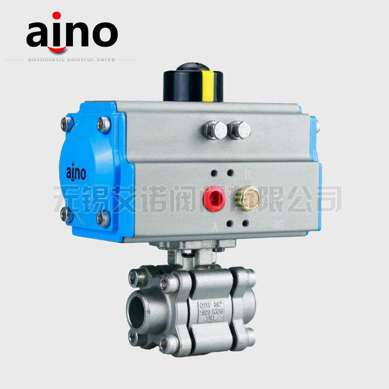 单作用气动对焊球阀2000wog高压三片式304/316L焊接式断气复位