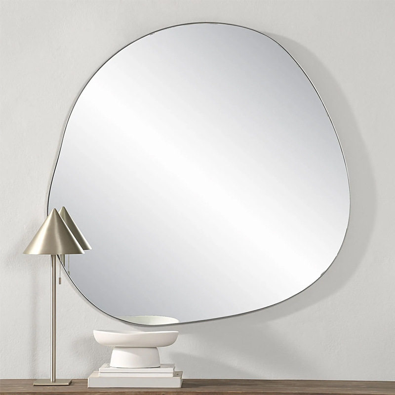 异形设计师法式高级感ins风简约不规则不锈钢镜子玄关壁挂艺术镜