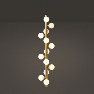 楼梯吊灯复式楼魔豆灯现代轻奢创意极简几何造型别墅旋转楼长吊灯