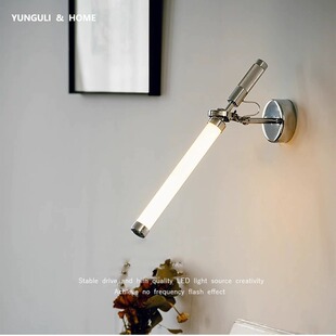 简约长条玻璃壁灯中古风床头复古工业墙壁灯客厅卧室玄关银色壁灯