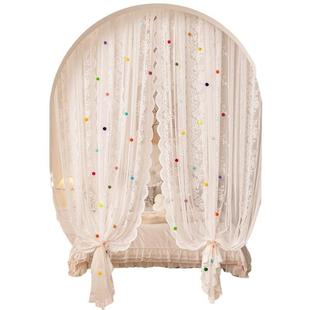 小清韩KWQ童式蕾丝帘纱帘女孩公主风卧室儿法式窗门帘装饰彩新球