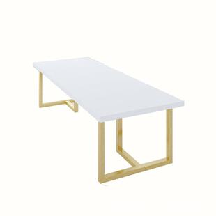 北轻奢欧风实木办公桌子铁艺白色家长条用桌椅组合公司桌会议椅