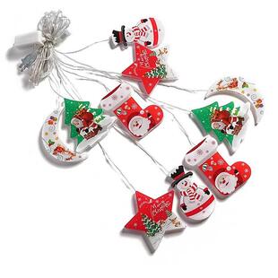 爆款 彩绘圣诞窗帘灯皮线日串老人雪花圣灯诞树节置窗GKE帘布灯