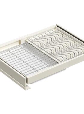 锈抽拉碗碟收纳架厨房屉式伸缩拉篮橱柜内放不DG-70408碗盘抽沥水