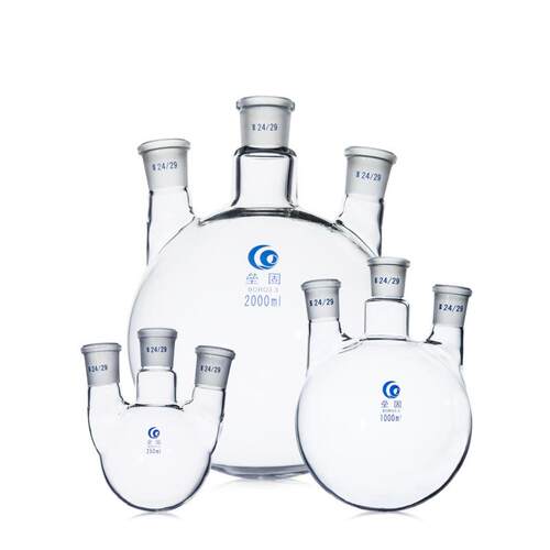 直三口烧瓶三颈高硼硅厚壁玻璃反应瓶圆底实验室500ml1000ml