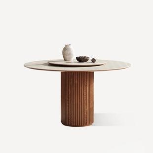 简欧实北木代圆桌家用饭桌耐磨防刮现约法式复MZL-9753古风设计师