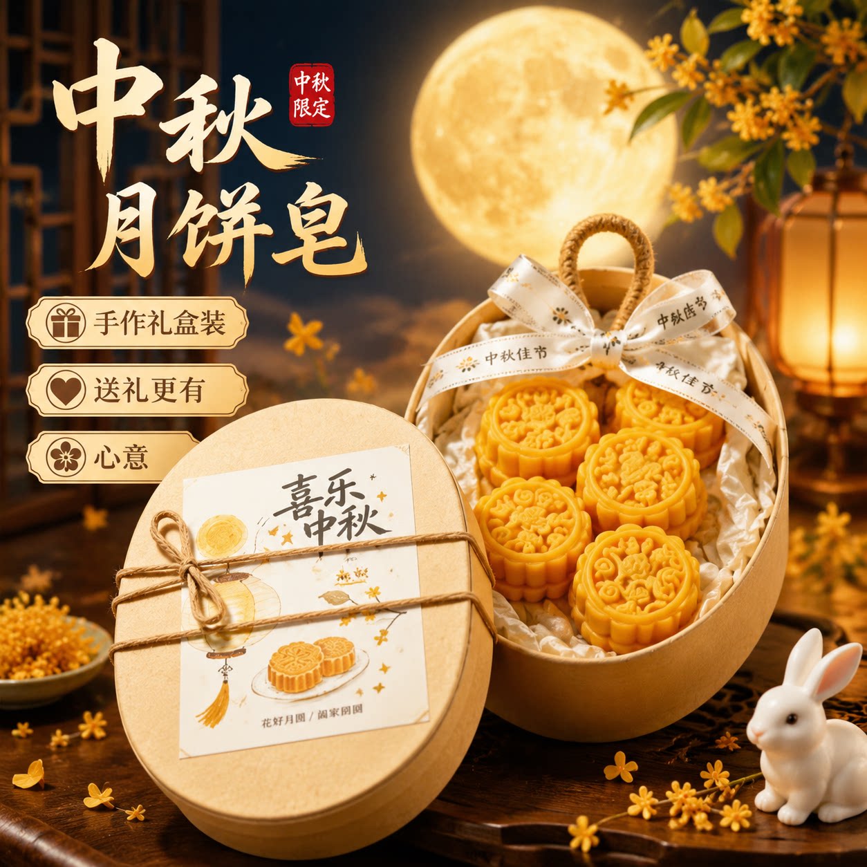 中秋月饼造型手工精油皂伴手礼图片