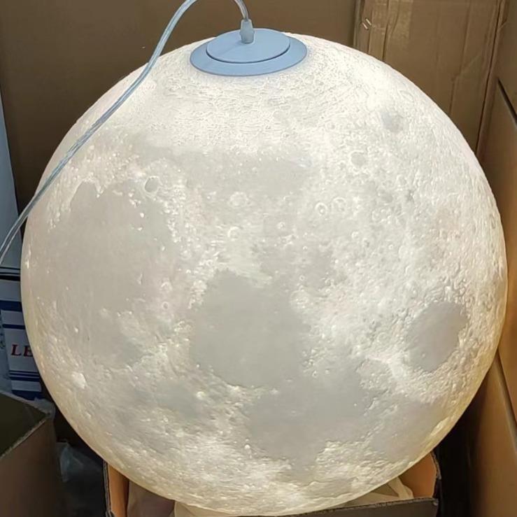 北欧3D打印月球吊灯现代简约儿童房餐厅卧室阳台个性家用星球吊灯