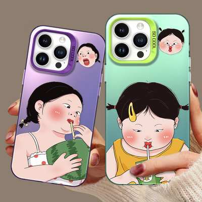 搞怪女孩手机壳适用小米14新款红米k70pro搞笑note13全包k60可爱12趣味10保护套11ultra彩银软壳50女生redmi