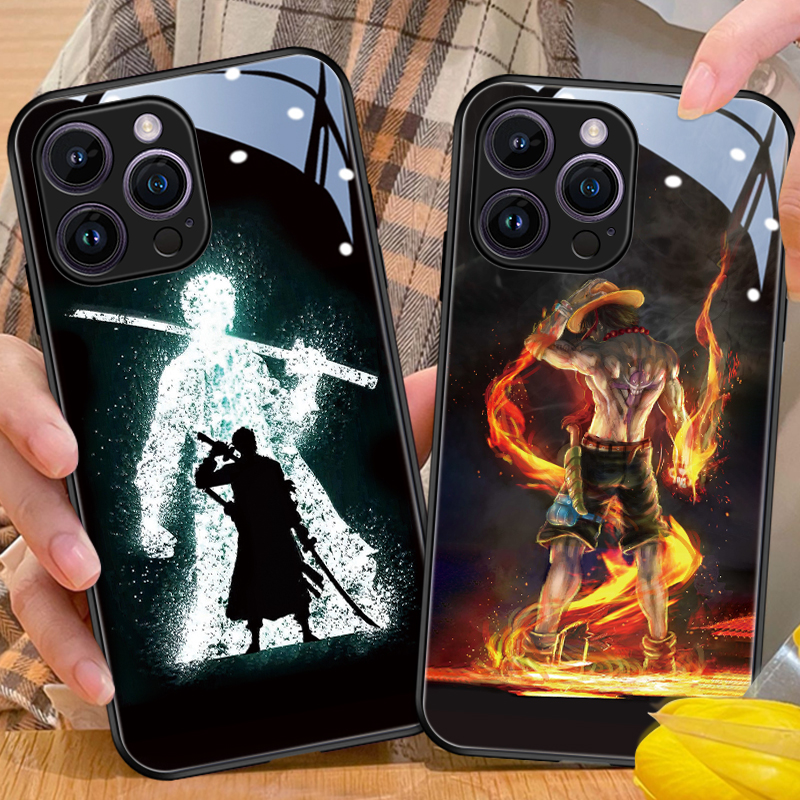 海贼王苹果14promax手机壳男iphone13por防摔12mini动漫11pm小众xr玻璃x路飞联名7全包镜头保护套8plus索隆xs