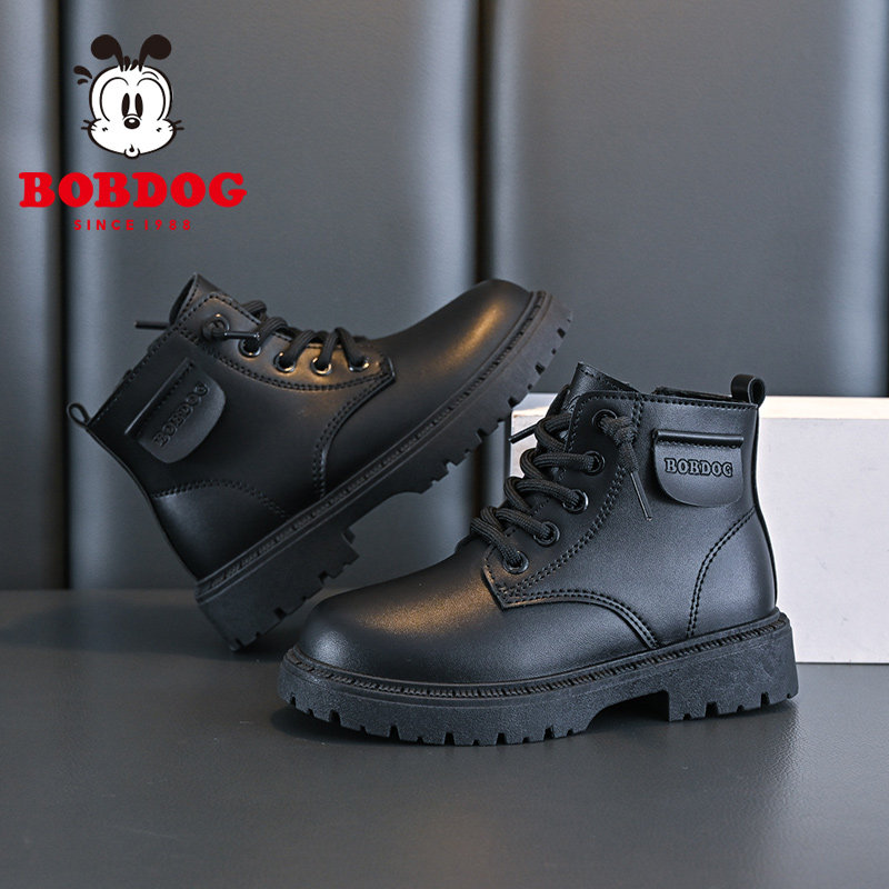 巴布豆儿童加绒马丁靴女款女童2025新款冬季男童男孩靴子软底短靴