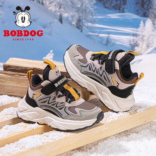 巴布豆儿童魔术贴加绒鞋子男童女童高颜值运动老爹鞋女鞋男鞋冬季