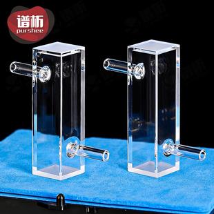 10mm石英流动池比色皿石英管接头一体工艺紫外四通光比色杯4ml