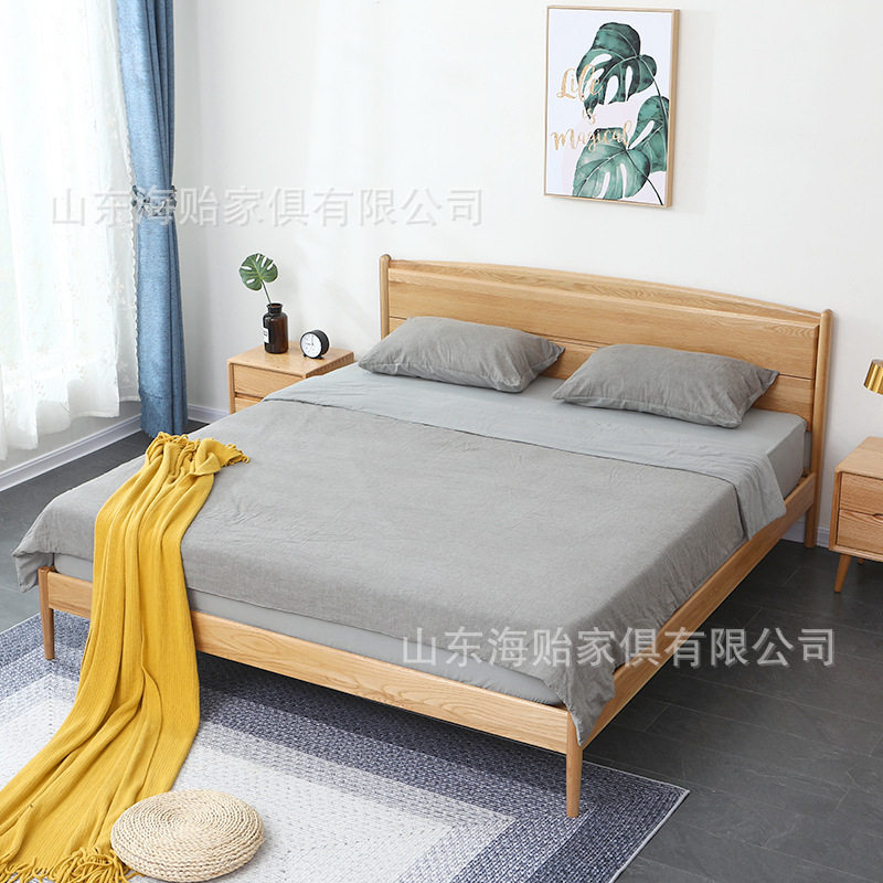 北欧实木床1.8m双人床主卧成人欧式家具婚床现代简约1.5米单人床