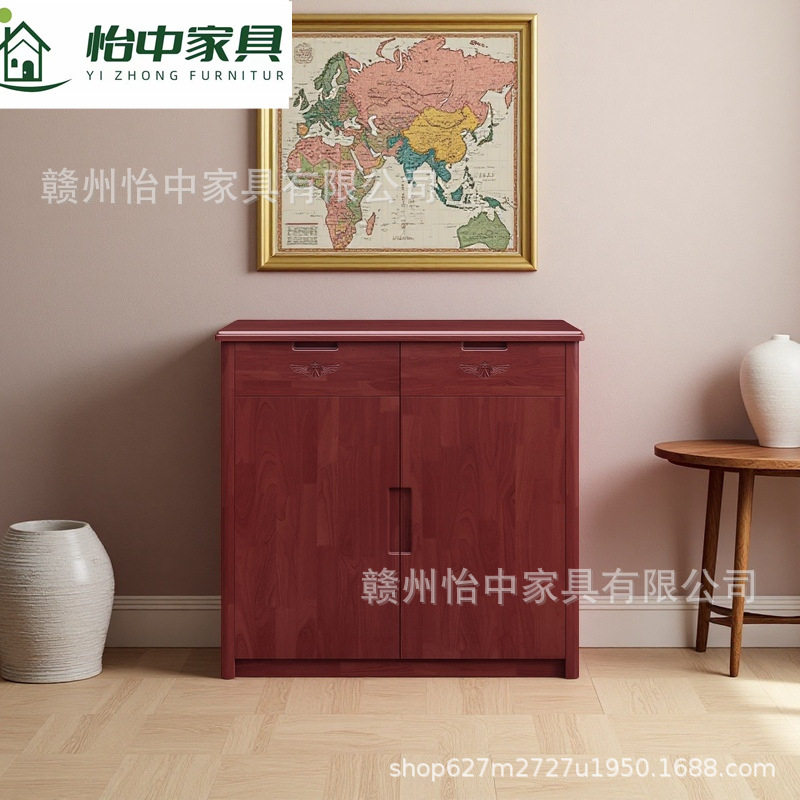 红色简约现代实木鞋柜玄关柜大容量鞋柜家用宿舍内务收纳制式家具