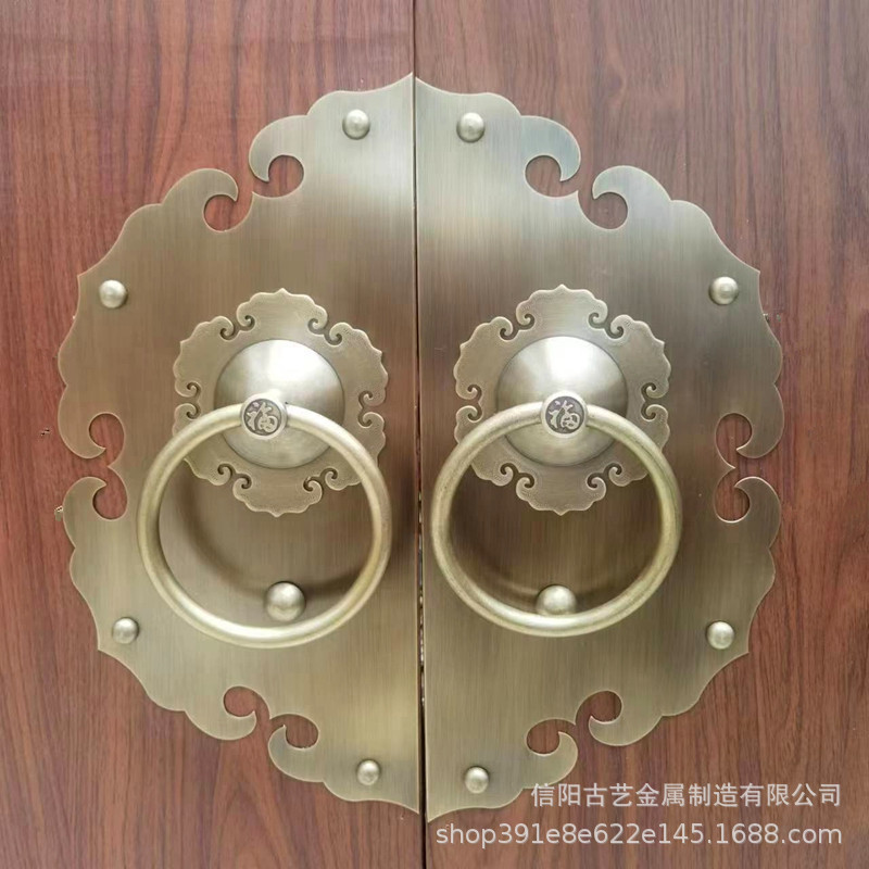 仿古中式黄铜圆形门环拉手