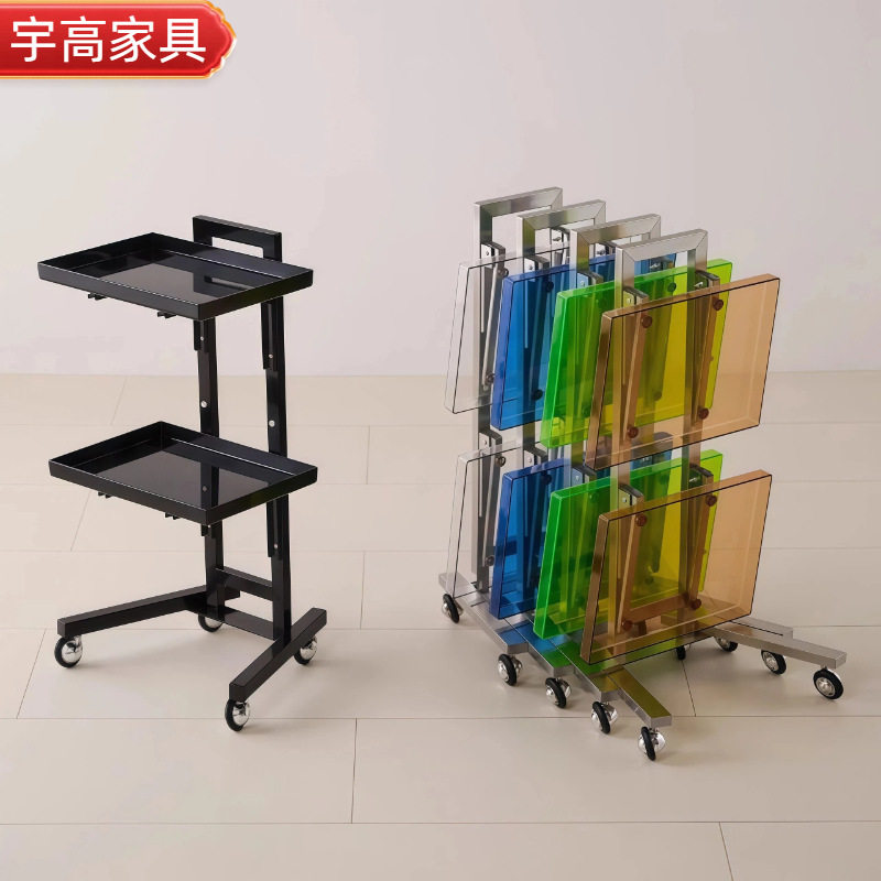 美容理发店推车小推车杠车发廊专用剪发烫染折叠工具车亚克力推车