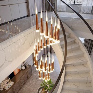 锤子旋转楼梯间复式楼挑高客厅吊灯 轻奢别墅中空流星雨楼梯吊灯