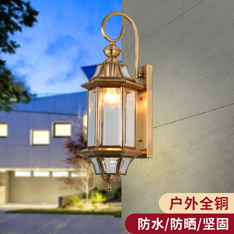 欧式全铜灯具壁灯过道灯阳台走廊灯户外灯庭院灯室外防水庭院壁灯