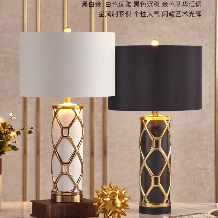 轻奢北欧简约后现代陶瓷台灯卧室床头灯美式客厅家用结婚装饰灯饰