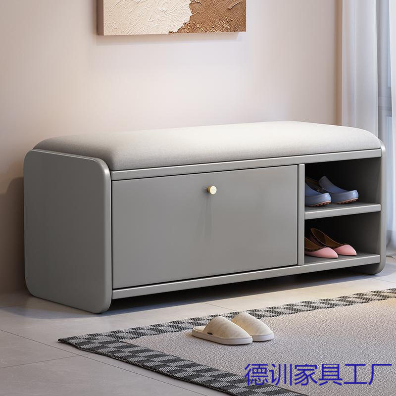 北欧实木翻斗换鞋凳鞋柜进门口家用坐凳一体长条凳现代简约穿鞋凳