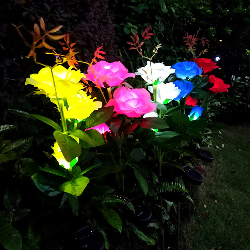 太阳能玫瑰花灯户外防水庭院草坪花园公园插地景观亮化装饰灯具