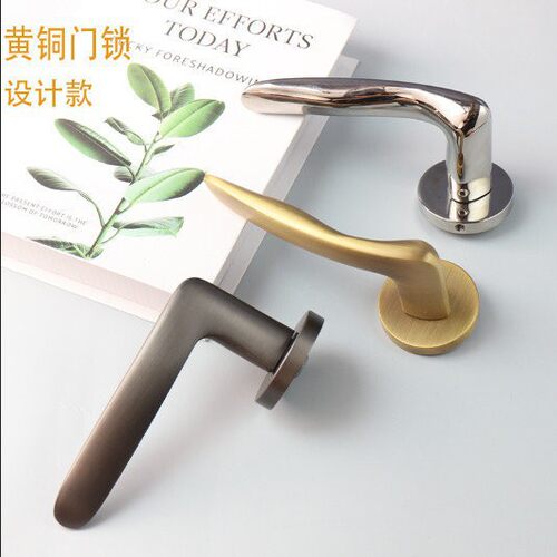 高工艺黄铜锁极简门锁室内卧室门锁现代磁吸静音锁生态木门锁
