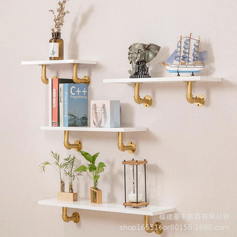 北欧ins风墙上水管置物搁板