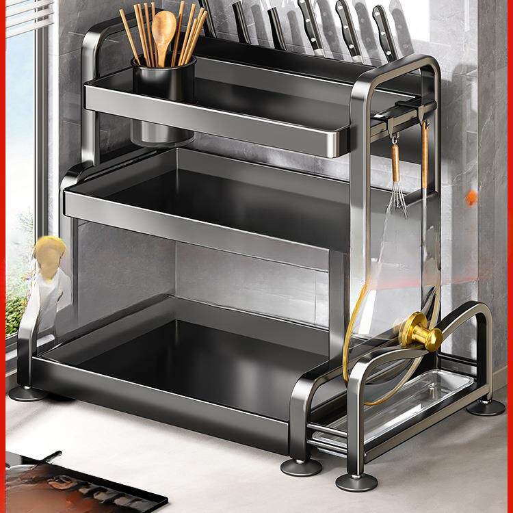 厨房置物架置物架多功能调料品架厨房盐调味罐收纳盒台面调料架子